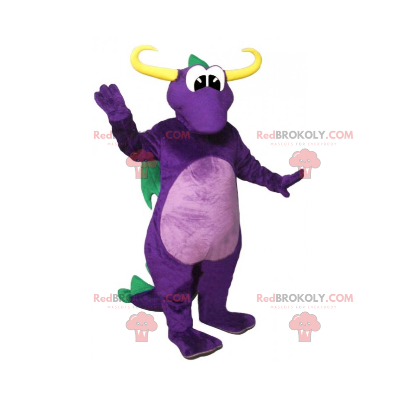 Mascota del dragón púrpura y alas verdes - Redbrokoly.com