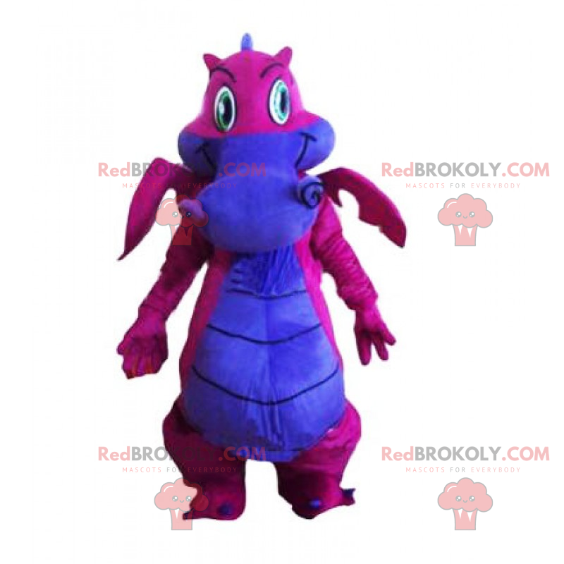 Mascotte de dragon violet et ventre bleu - Redbrokoly.com