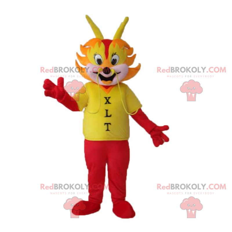La faccia della mascotte del drago si accende - Redbrokoly.com