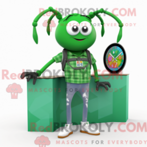 Fantasia de mascote de Aranha Verde com bermuda e smartwatches - Mascotes aranha - REBROKO_251570 - RedBrokoly.com