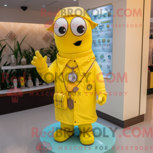 Gele dokter mascottekostuum...