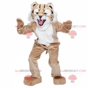 Beige en witte katachtige mascotte - Redbrokoly.com