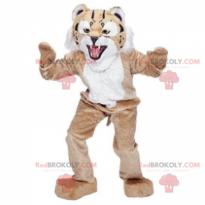 Beige und weißes Katzenmaskottchen - Redbrokoly.com