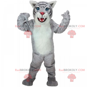 Mascotte de félin gris et blanc - Redbrokoly.com