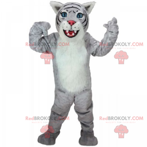 Mascotte felina grigia e bianca - Redbrokoly.com