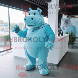 Cyan Nilpferd Maskottchen...