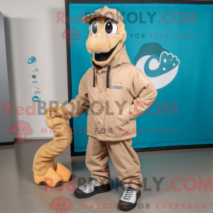 Tan Seahorse maskot kostyme...