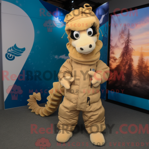 Tan Seahorse maskot kostyme...