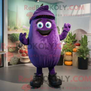 Fantasia de mascote de beringela roxa com macacão e luvas sem dedos - Mascotes de berinjela - REBROKO_251761 - RedBrokoly.com