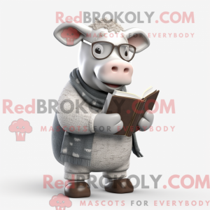 Grå Hereford Cow maskot...