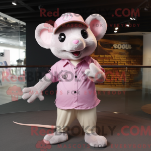 Pink Rat maskot kostume...