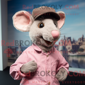 Pink Rat mascot costume...
