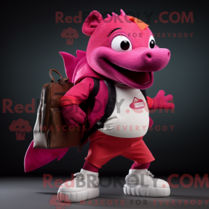 Magenta laks maskot kostume...