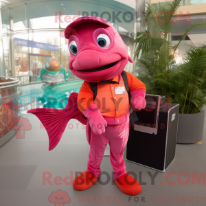 Magenta laks maskot kostyme...