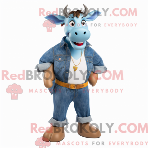 Blå Zebu maskot kostume...