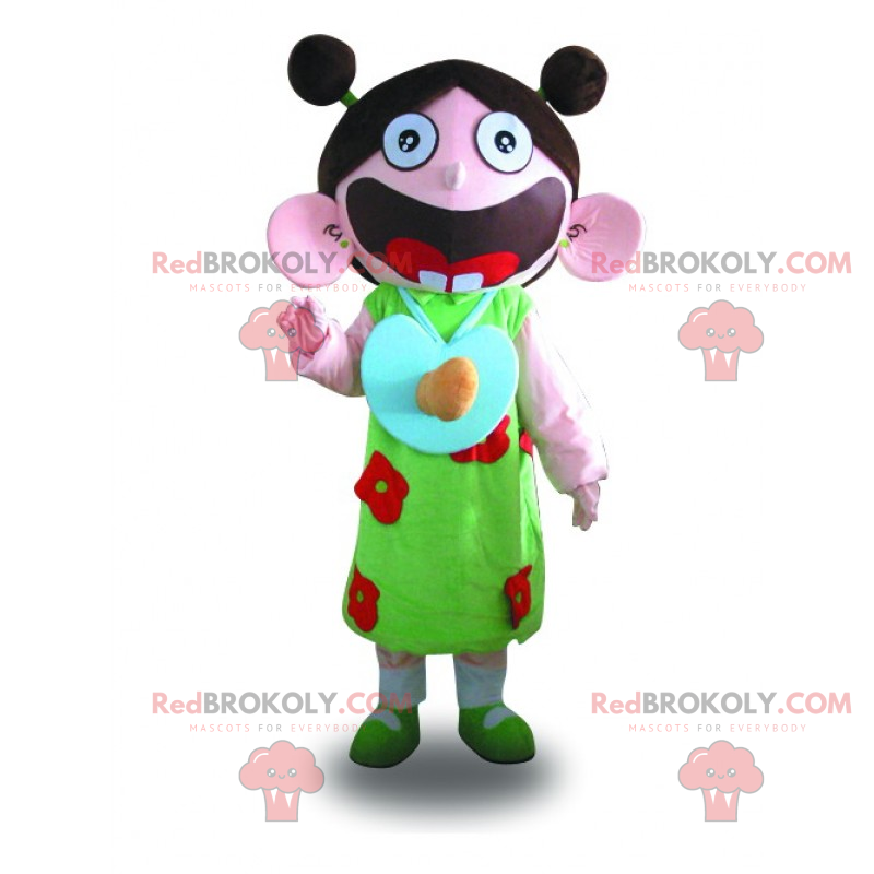 Mascotte de fillette avec couettes - Redbrokoly.com