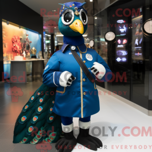 Navy Peacock mascot costume...