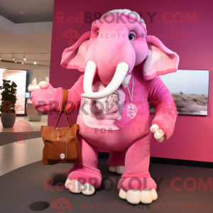 Pink Mammoth maskot kostume...