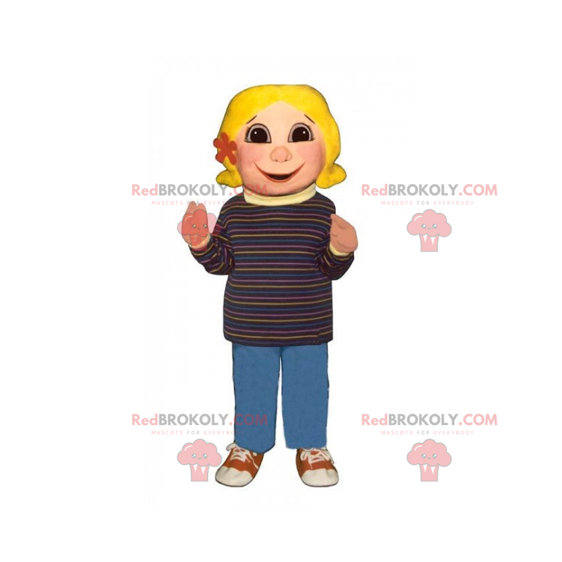 Mascote de menina com flor no cabelo - Redbrokoly.com