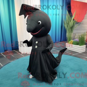 Sort Narhval maskot kostume...