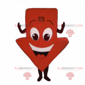 Downward arrow mascot with smile - Redbrokoly.com