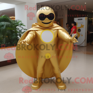 Gold Superhero mascot...