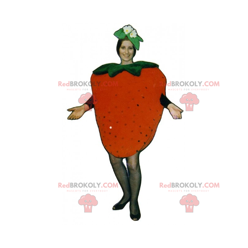 Mascote morango com flores - Redbrokoly.com Mascote morango com flores - Redbrokoly.com