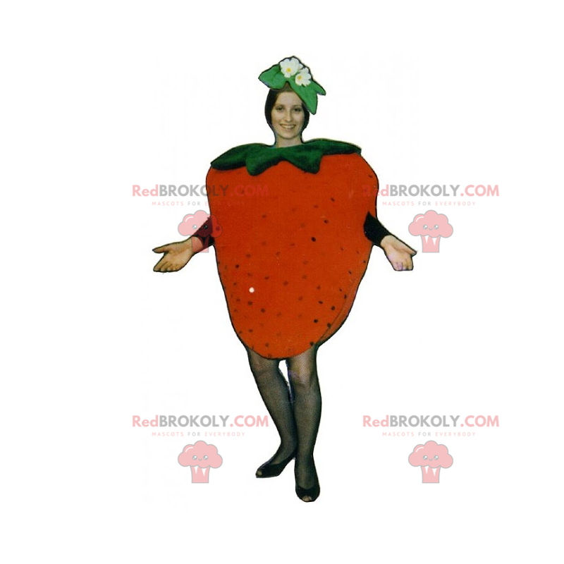 Strawberry mascot with flowers - Redbrokoly.com