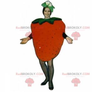 Strawberry mascot with flowers - Redbrokoly.com