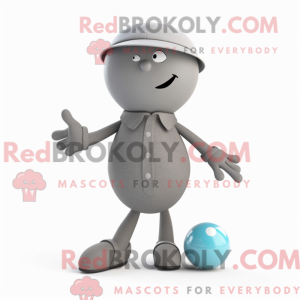 Grå Petanque Ball maskot...