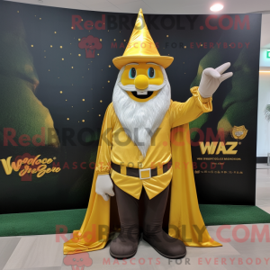Gold Wizard maskot kostume...