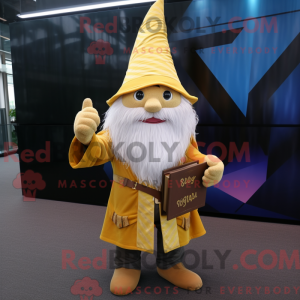 Gold Wizard maskot kostume...