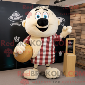 Cream Rugby Ball mascot...