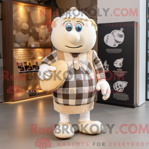 Cream Rugby Ball mascot...