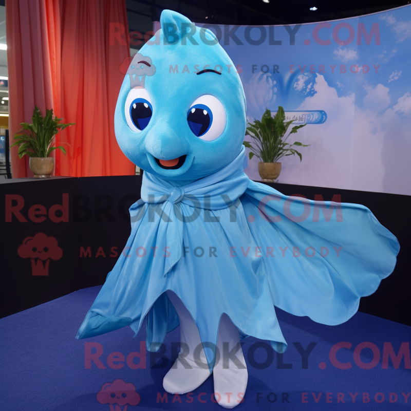 Personaggio mascotte del pesce rosso blu vestito con una camicia