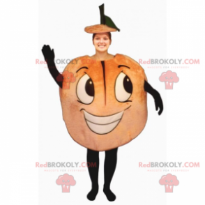 Mascote de frutas - pêssego sorridente - Redbrokoly.com