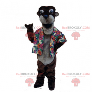 Frettchen Maskottchen mit Blumenjacke - Redbrokoly.com