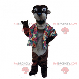 Mascotte de furet avec veste a fleurs - Redbrokoly.com