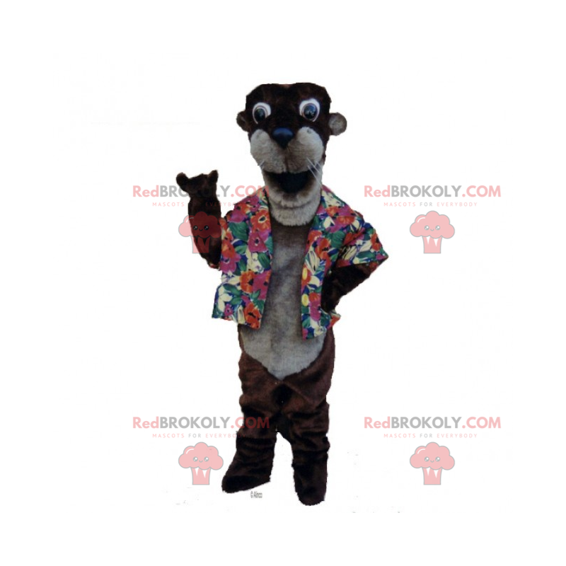 Ferret mascot with flower jacket - Redbrokoly.com