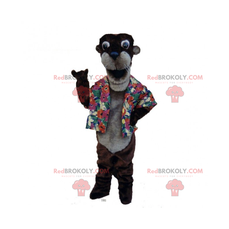 Mascote do furão com casaco de flores - Redbrokoly.com