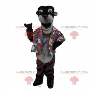Frettchen Maskottchen mit Blumenjacke - Redbrokoly.com