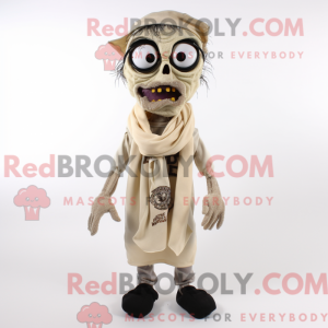 Beige Zombie maskot kostume...