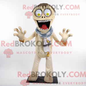 Beige Zombie maskot kostume...