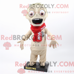 Beige Zombie maskot kostume...