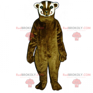 Mascote furão marrom e branco - Redbrokoly.com