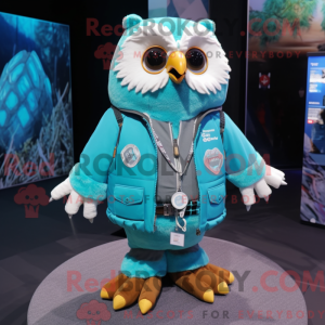 Turkis ugle maskot kostume...