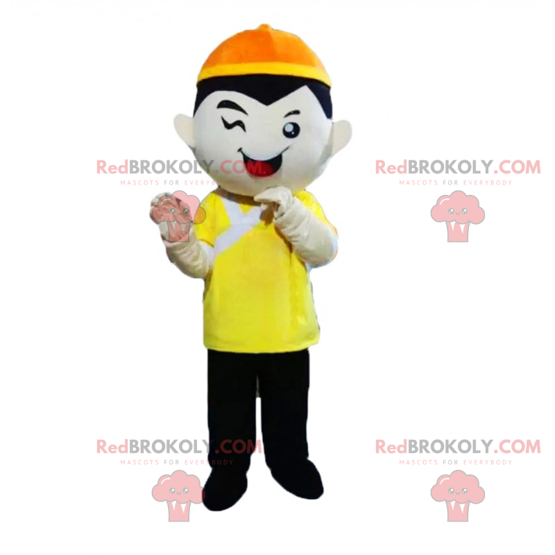 Menino mascote e piscadela - Redbrokoly.com