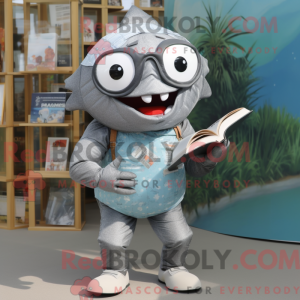 Sølv Piranha maskot kostume...