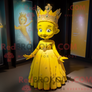 Gul dronning maskot kostume...