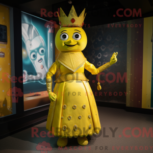 Gul dronning maskot kostume...